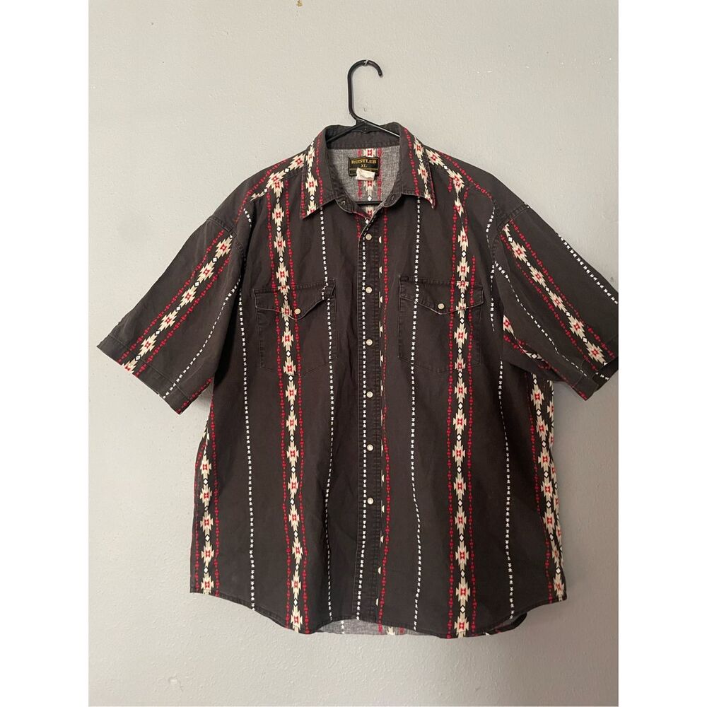 Rustler by Wrangler vintage Aztec print pearl snap shirt size xl